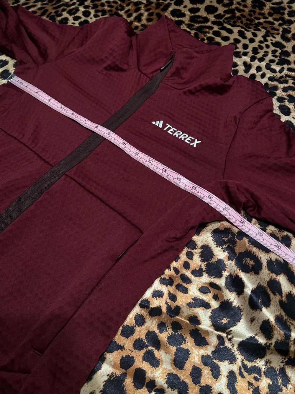 Adidas Terrex Womens Burgundy Maroon Full Zip Grid Fleece Jacket⁠